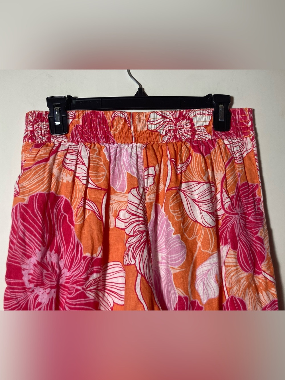 Rachael Zoe Linen Crop Floral Pants W/Pockets Elasticized Back Waist Medium - Picture 4 of 12
